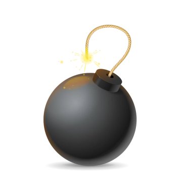 Gerçekçi Detaylı Üç boyutlu Kara Bomba Patlaması. Vektör