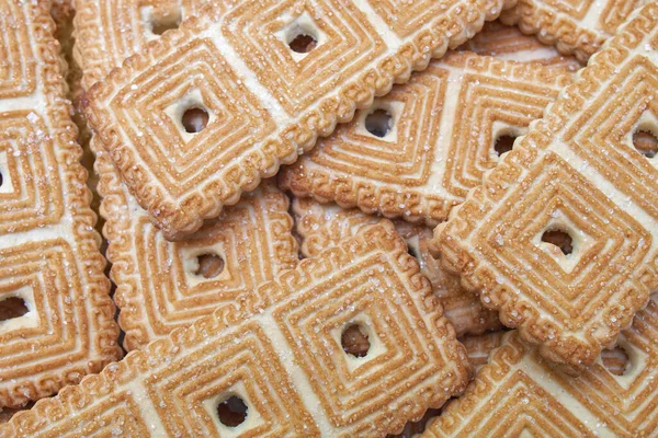 Zoete Koekjes Met Korrels Van Suiker Macro Shot Rechthoekige Vorm — Stockfoto