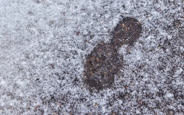 Menschliche Fußabdrücke Auf Schnee Winter Schuhabdrücke Auf Schnee — Stockfoto