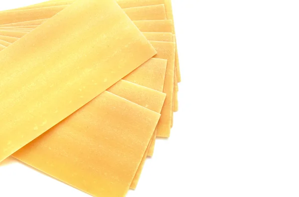 Sušené Lasagne Těstoviny List Izolované Přes Bílé Pozadí Lasagne Syrové — Stock fotografie