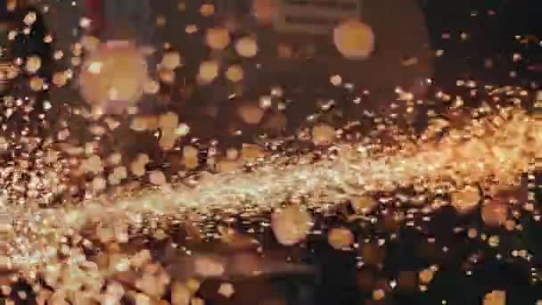 Worker saw a metal pipe with a lot of sharp sparks. Slow Motion. Flies of spark from hot metal. Grunge texture. Rusty — 비디오