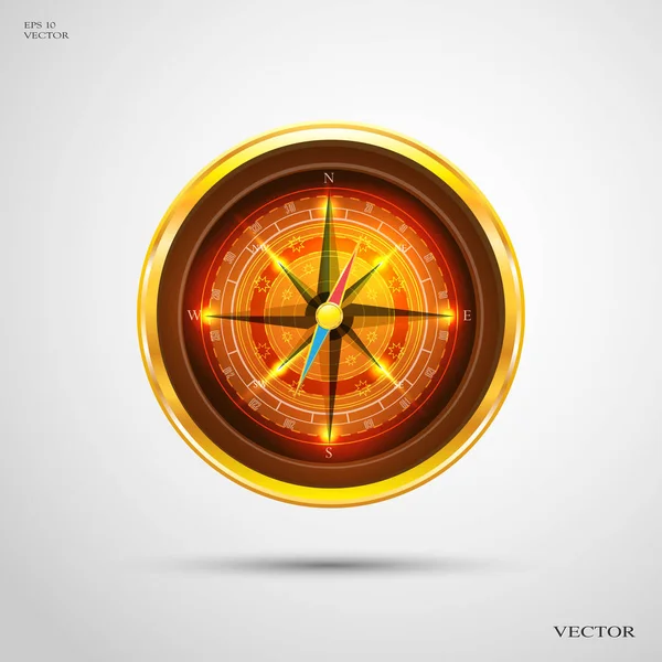 Compasstravel   compass gold — Stock Vector