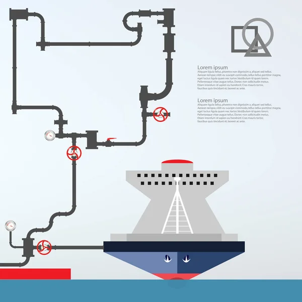 Navio de contentores. Porto. Gasoduto . — Vetor de Stock