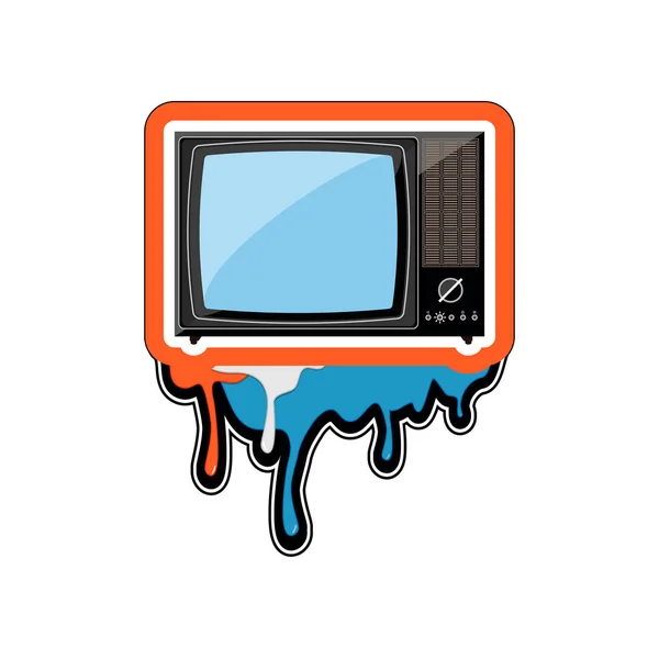 Pintura gotas, drenos, aparelho de TV, ícone de TV — Vetor de Stock