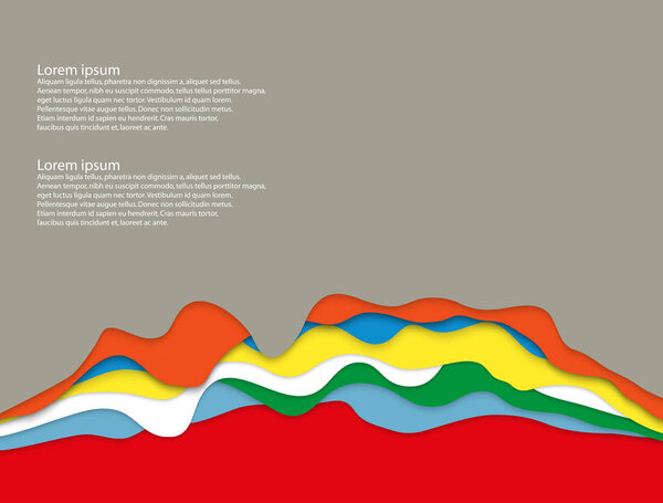 Abstract background. Deepening voluminous objects, from wavy colored lines.