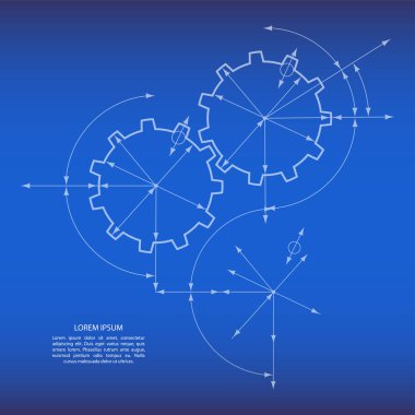 Nişan vites. Mühendislik endüstriyel arka plan bir cogwheels ile çizim.