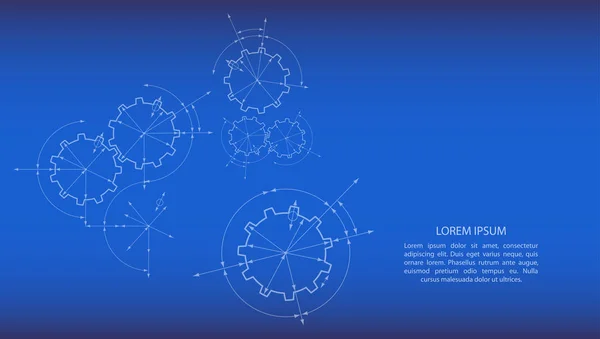 Gears in betrokkenheid. Engineering, tekenen van abstracte industriële achtergrond met een tandwielen. — Stockvector