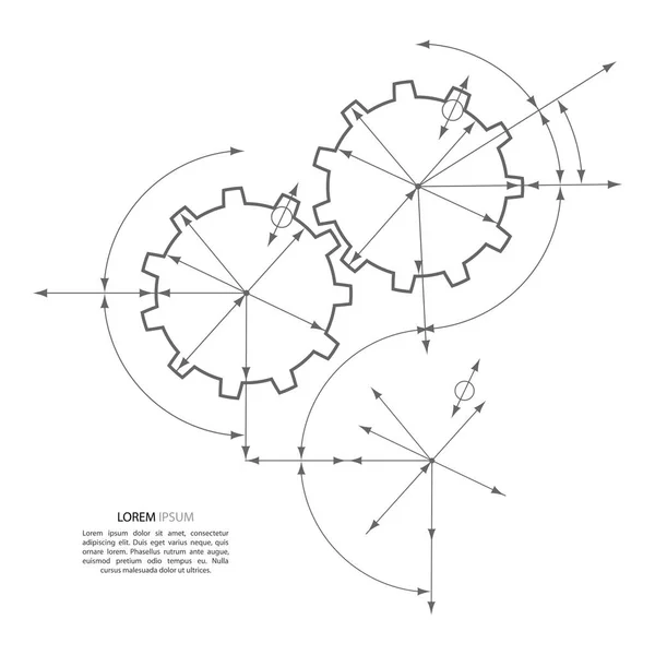 Nişan vites. Mühendislik endüstriyel arka plan bir cogwheels ile çizim. — Stok Vektör