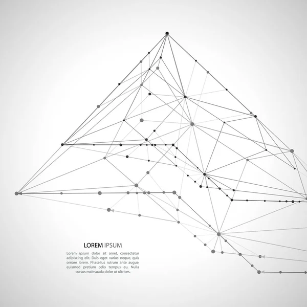 Fondos abstractos de moléculas de color gris claro. Forma de pirámide . — Vector de stock