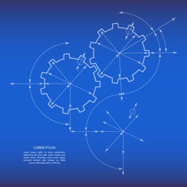 Nişan vites. Mühendislik endüstriyel arka plan bir cogwheels ile çizim.