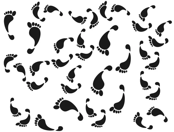 Pieds, pieds imprimés sur fond blanc — Image vectorielle