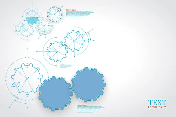 Gears in betrokkenheid. Engineering, tekenen van abstracte industriële achtergrond met een tandwielen. — Stockvector