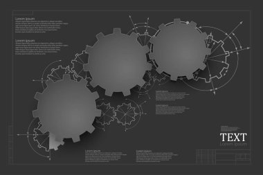 Nişan vites. Mühendislik endüstriyel arka plan bir cogwheels ile çizim.