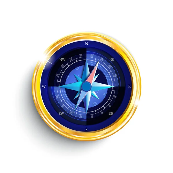Compass on white background isolated object — Stock Vector