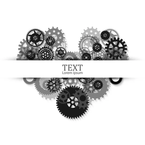 Gears in engagement. Engineering drawing abstract industrial background with a cogwheels. — Stock Vector