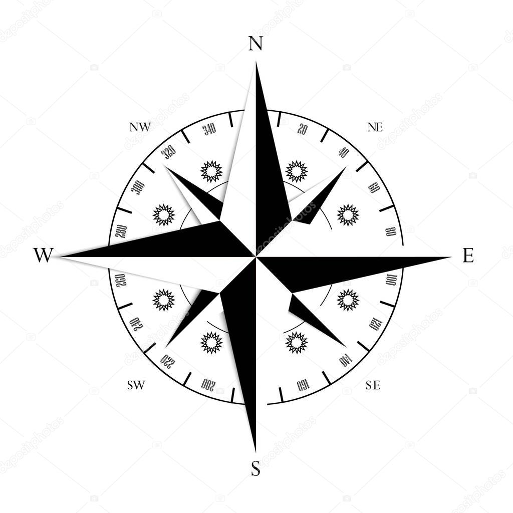 compass on white background isolated object