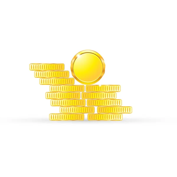 Monedas sobre fondo blanco objeto aislado abstracto — Vector de stock