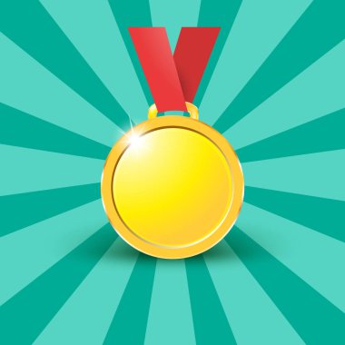 Madalya altın bakır beyaz arka plan üzerinde izole kırmızı şerit