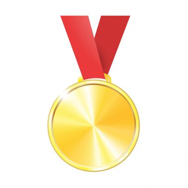 Beyaz arka plan üzerinde izole kırmızı şerit madalya