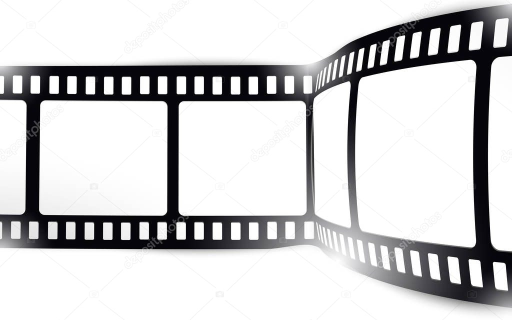 Film, movie, photo, filmstrip on white in black and white colors