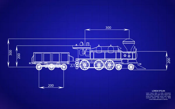 Progetti ferroviari su sfondo blu — Vettoriale Stock