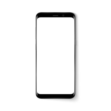 Akıllı telefon. Gerçekçi cep telefonu akıllı telefon ile arka plan üzerinde izole boş perde. Vektör çizim yazdırma ve web öğesi için.