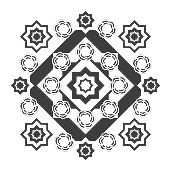 抽象的な混沌とした幾何学的なパターン。三角形のグレーと白の円でカオス旋回白い背景の上の抽象化 — ストックベクタ