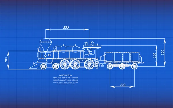 Progetti ferroviari su sfondo blu — Vettoriale Stock