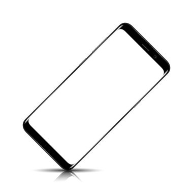 Akıllı telefon. Gerçekçi cep telefonu akıllı telefon ile arka plan üzerinde izole boş perde. Vektör çizim yazdırma ve web öğesi için.