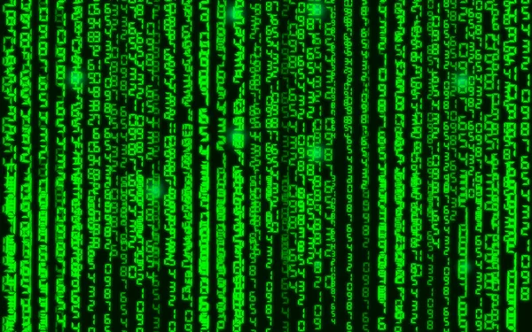 Vectorillustratie. Vector streaming van binaire code achtergrond. Gegevens en technologie, decodering en codering, computer achtergrond nummers 1,0. Codering of Hacker concept. — Stockvector