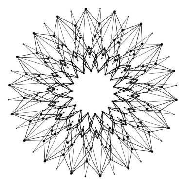 Vektör çizim tasarım çiçek soyut stil moleküler yapısı
