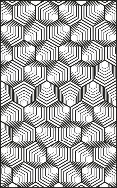 Vektör modern geometri desen altıgen, siyah ve beyaz soyut geometrik arka plan, modaya uygun yazıcı, tek renkli retro doku, hippi moda tasarımı