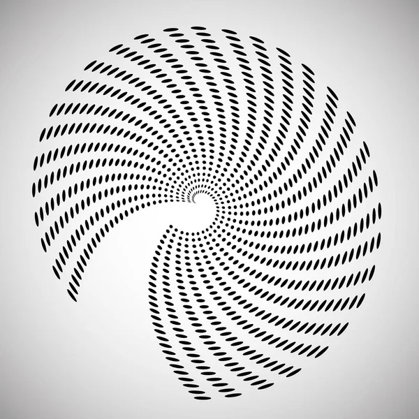 Whirlpool radial lines with rotating distortion. Abstract spiral, vortex shape, element — Stock Vector