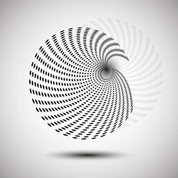 Whirlpool, radial lines with rotating distortion. Abstract spiral, vortex shape, element — Stock Vector