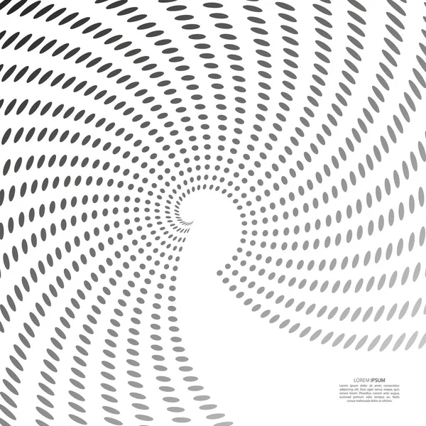 Whirlpool, radial lines with rotating distortion. Abstract spiral, vortex shape, element — Stock Vector