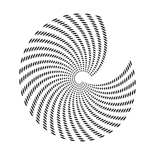 Lignes radiales tourbillonnantes avec distorsion rotative. Spirale abstraite, forme de vortex, élément — Image vectorielle