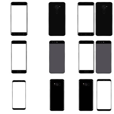 Akıllı telefon. Gerçekçi cep telefonu akıllı telefon ile arka plan üzerinde izole boş perde. Vektör çizim yazdırma ve web öğesi için.