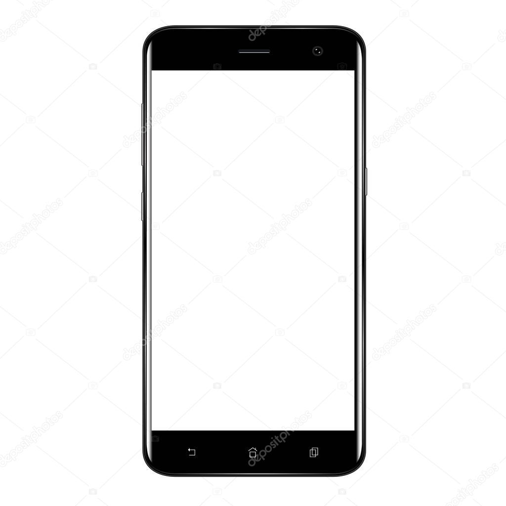 Smart phone. Realistic mobile phone smart phone with blank screen isolated on background. Vector illustration for printing and web element.