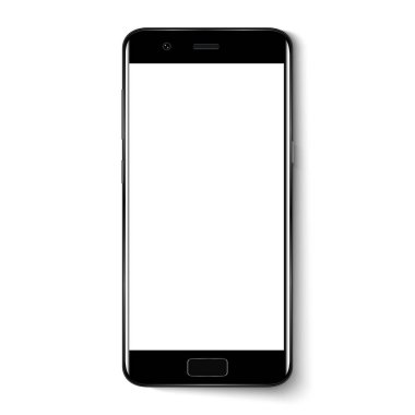 Akıllı telefon. Gerçekçi cep telefonu akıllı telefon ile arka plan üzerinde izole boş perde. Vektör çizim yazdırma ve web öğesi için.