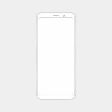 Akıllı telefon. Gerçekçi cep telefonu akıllı telefon ile arka plan üzerinde izole boş perde. Vektör çizim yazdırma ve web öğesi için.