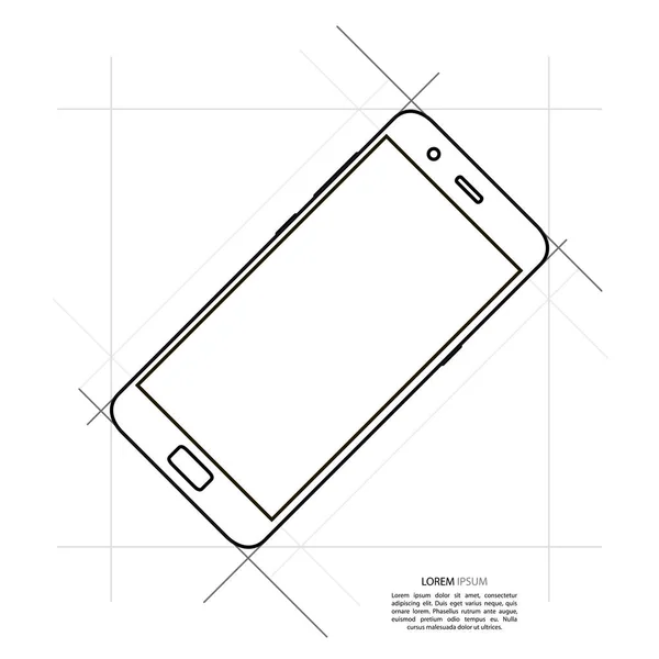 En smart telefon. Realistisk mobiltelefon smart telefon med blank skærm isoleret på baggrund. Vektorillustration til udskrivning og webelement . – Stock-vektor