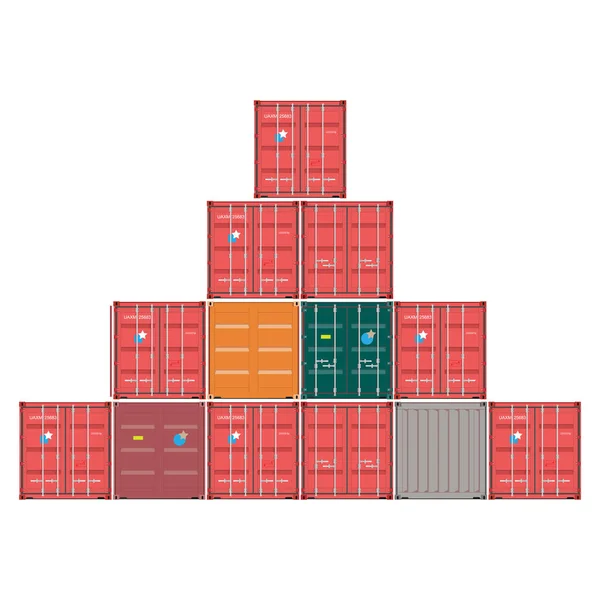 Frakt container isolerad på vit, vektor illustration. Vector rendering av 3d — Stock vektor