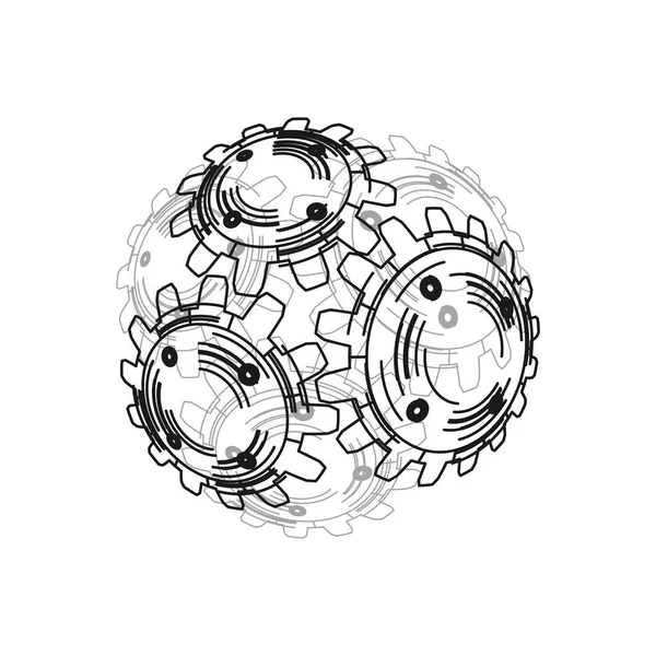 Передачи в бой. Инженерный рисунок абстрактного промышленного фона с зубчатыми колесами . — стоковый вектор