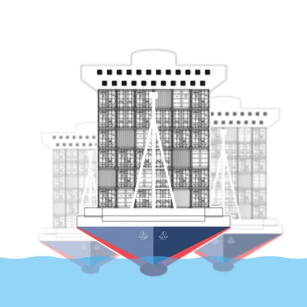 Seehafen isoliert auf Containerschiff im Hintergrund — Stockvektor