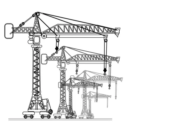 Isolerad på bakgrunden denhöjd kran hamn — Stock vektor