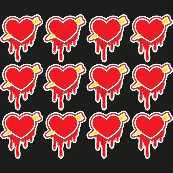 День святого Валентина любовь большие красные сердца, векторная иллюстрация — стоковый вектор
