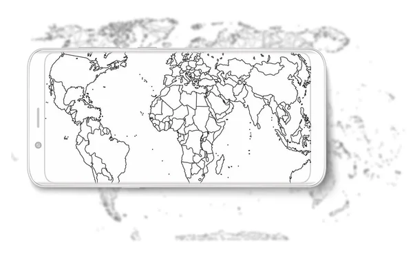 スマート フォン。現実的な携帯電話の背景に分離された空白の画面を持つスマート フォン。印刷と web の要素のベクトル図. — ストックベクタ