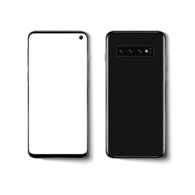 Beyaz arkaplanda siyah akıllı telefon