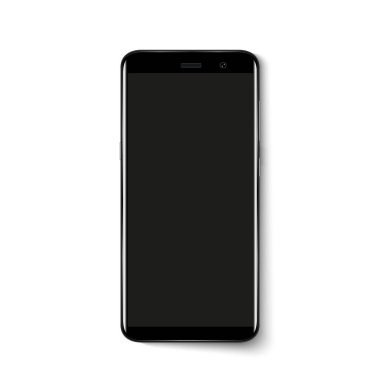Beyaz arkaplanda siyah akıllı telefon