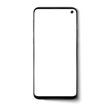 Beyaz arkaplanda siyah akıllı telefon